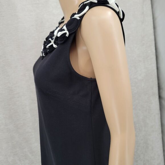 Cache Black Shift Dress with Layered 2D Statement Collar Women's Size 6 - Picture 5 of 13